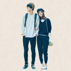 彼好みの“きれいめヘルシー”は 「ネイビー×メンズ風パンツ」で