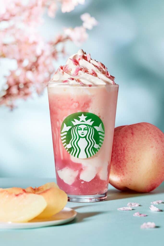 スタバ新作】桜＆白桃の春コラボ！ フラペチーノ、ラテ、ソーダの3種類