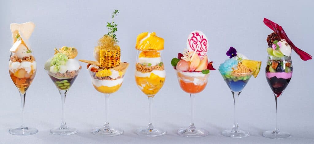 マンゴー、桃×ライチ……枝豆にラム⁉ 全12種類”アートパフェ”の祭典
